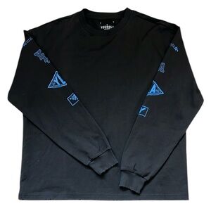 YoungLA 8037 Excellence Shirt Long Sleeve Racing Logos Heavy Cotton Black Small